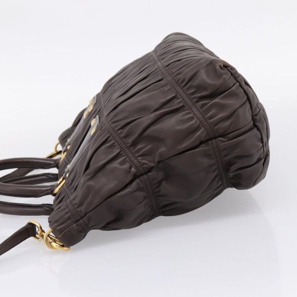 Prada Gaufre Nappa Leather Brown Leather Tote Bag Bag - Picture 3 of 16